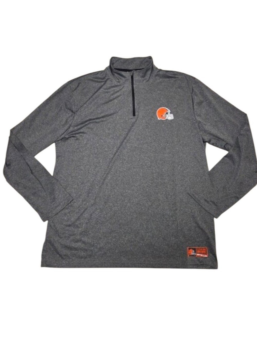 NFL Cleveland Browns Quarter Zip Mock Neck Long Sleeve Gray Athletic Men's XXL